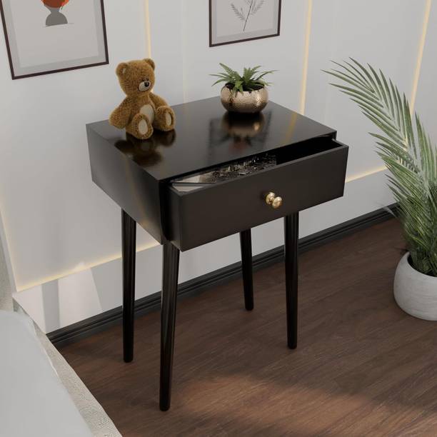 etiquette art Modern Bedside Table with Solid Wood Legs, Night Stand With Drower Engineered Wood Side Table