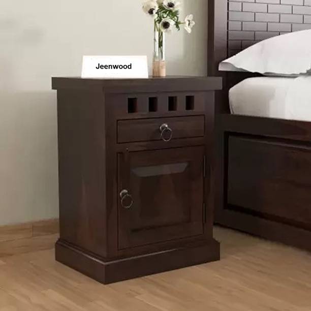 JeenWood Solid Wood Bedside Table