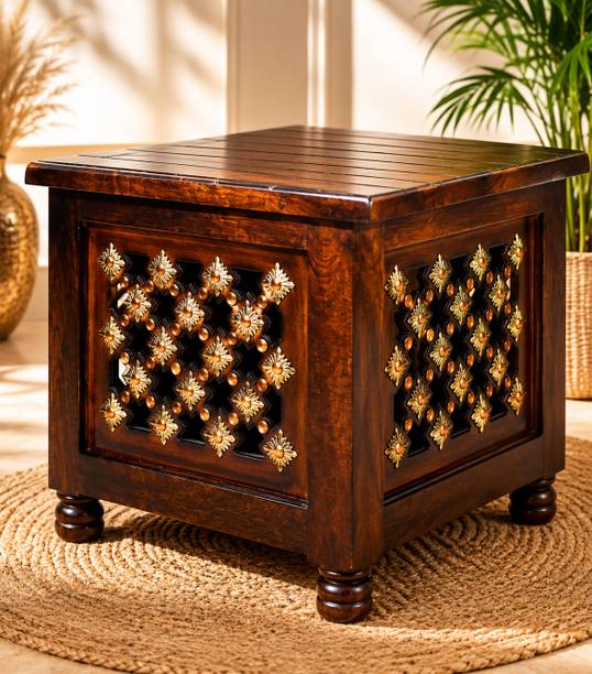 Aurix Aurix Handcrafted Wooden Storage Side Table Solid Wood Side Table