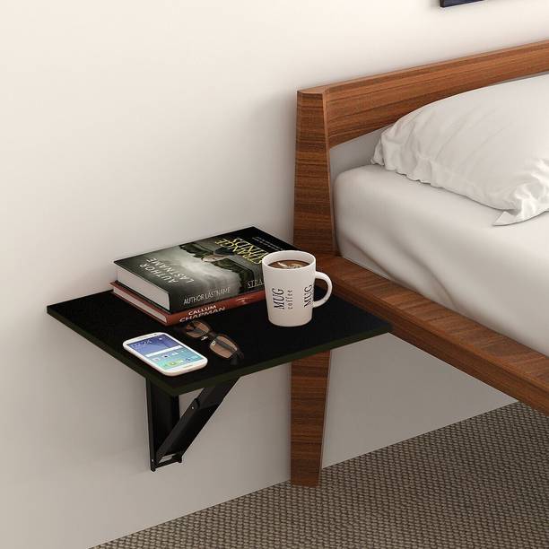 KAWACHI Wall Mount Bed Side Table, Folding Bedside Table, Mini Laptop Table Engineered Wood Bedside Table