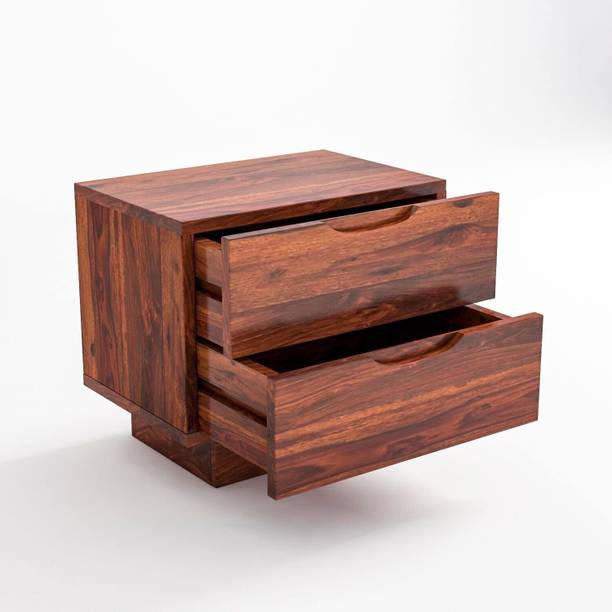 WOODENJOY Wooden Bed Side Table with 2 Drawer/End Table for Living & Bedroom Use Solid Wood Bedside Table