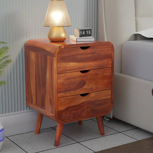 Craftjar Solid Sheesham Wood Bedside Table With Three Drawers For Bedroom | Kids Room | Solid Wood Bedside Table