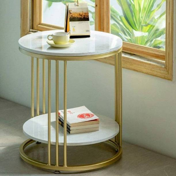 AnDecy Iron Table Wooden Table Top Bedside Table Living Room Metal Corner Table