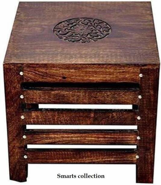 Giftoshopee Wooden Handicraft Wooden Square Antique Finish Solid Wood Side Table