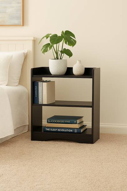 craft buzz Bedside Stool – 3 Shelf Modern Side Table with Bottom Cut Design Engineered Wood End Table