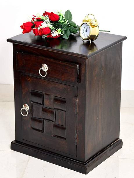 NK Furniture Solid Sheesham Wood Bedside Table for Bedroom with Drawer Storage Solid Wood Bedside Table