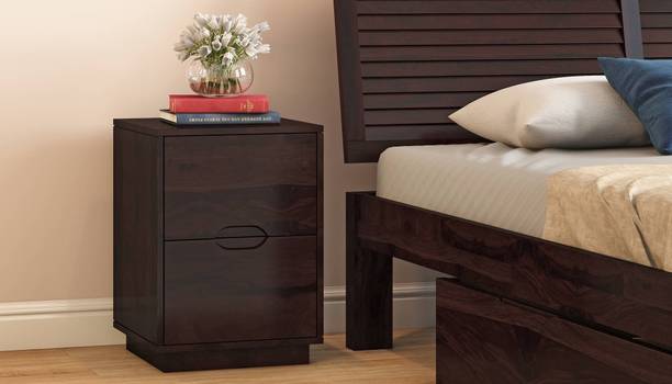 UNITEK FURNITURE Solid Sheesham Wood Bedside Table with 2 Drawers Wooden Bed Side End Tables Night Stand Furniture for Home Living Room Bedroom - Mahogany Finish Solid Wood Bedside Table