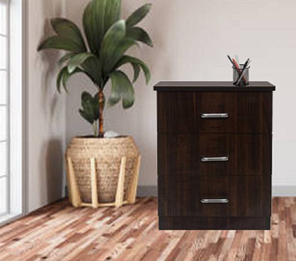 Om Shiv 3-DRAWER TABLE Engineered Wood Bedside Table