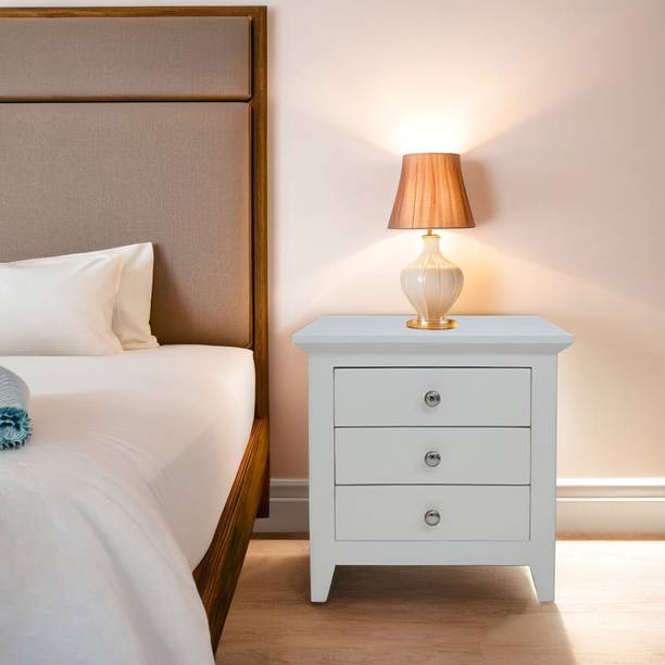UNITEK FURNITURE 3 Drawers Bedside Table, Night Stand Table, Sofa Side Table, Solid Wood End Table