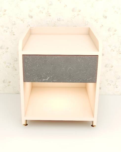 Archea Ocean Premium Bed Multipurpose Side Table HDHMR Wood Gloss Finish with 1 Drawer Engineered Wood Bedside Table