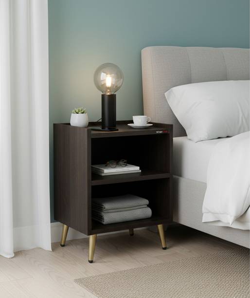 Urbanovia Stylish Engineered Wood Bedside Table with Open Shelves Engineered Wood Bedside Table
