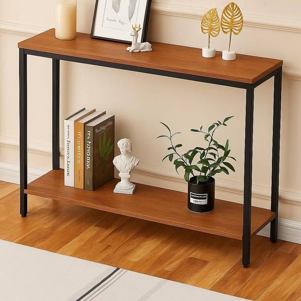 Expressow Enterprises Metal frame Engineering wood top Metal Console Table