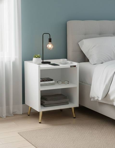 Urbanovia Stylish Engineered Wood Bedside Table with Open Shelves Engineered Wood Bedside Table