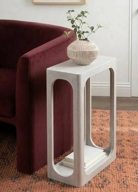 ONLINECRAFTS 16"x 8" x 23" Open Frame Design, Brown, Mid-Century Modern Style Solid Wood Bedside Table