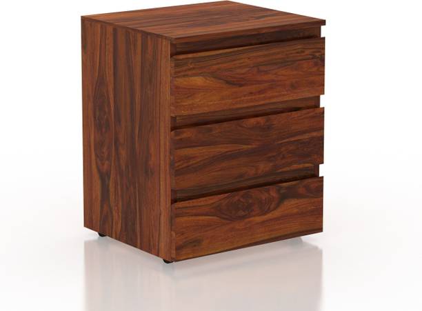 Balaji Furniture Bedside Table for Bedroom | Bedside Table With 3 Drawer Storage | Side Table Solid Wood Bedside Table