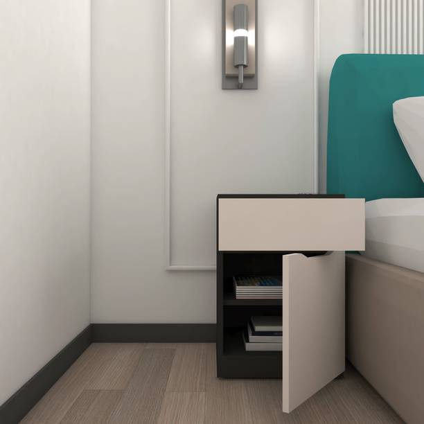 spacesbyU Side Table with Drawer & Storage | Engineered Wood Bedside Table