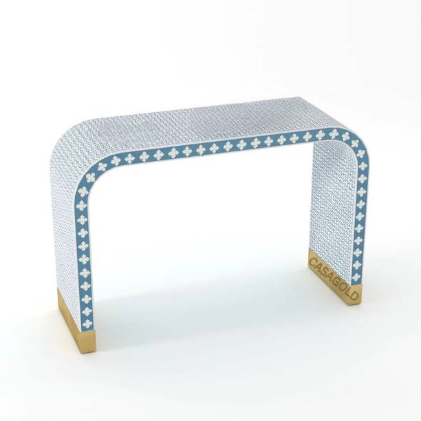 JODHA Bone Inlay Geometric Floral Solid Wood Console Ta...