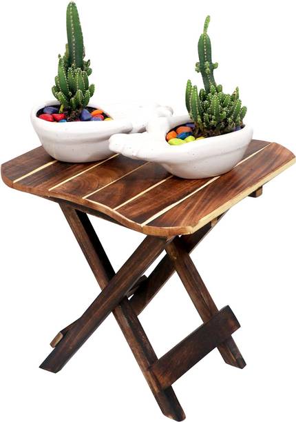 ViaZAID Folding Side Stool For Living Room Office,Lamp,Books,Flower Pot,Vase, Showpieces Bamboo Bedside Table