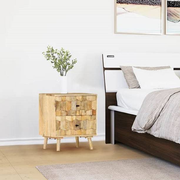 SMAART CRAAFTS Bedroom Bedside Table Storage Cabinet with 2 Drawers (W x D x H: 40 x 30 x 50cm) Solid Wood Side Table