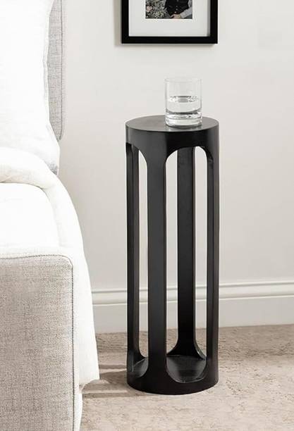Mark Wood Round long side table Living Room Plant Stand or Small Nightstand, Solid Wood Side Table