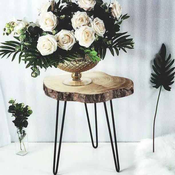 Fabwud Sheesham Wood End Table Irregular Tree Bark Side Table Home Decor Furniture Metal End Table