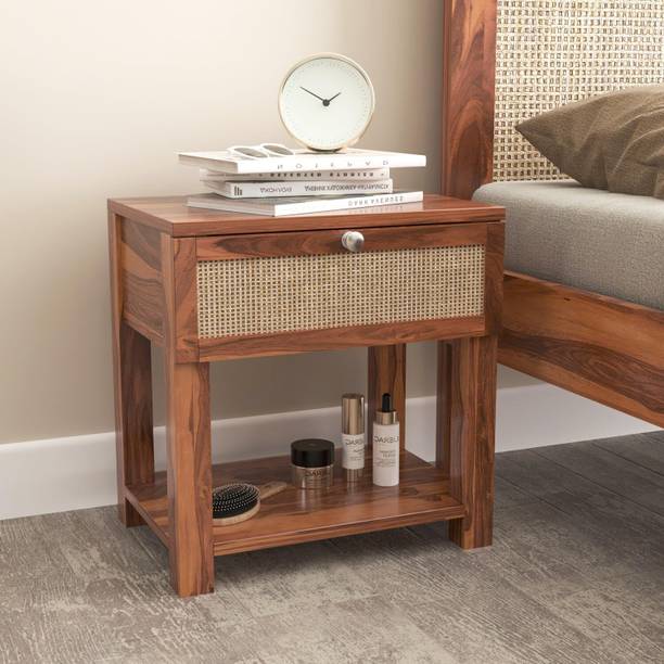 Navya Handicraft Solid Sheesham Wood Bedside End Table with 1 Drawer and Shelf Storage Solid Wood Bedside Table