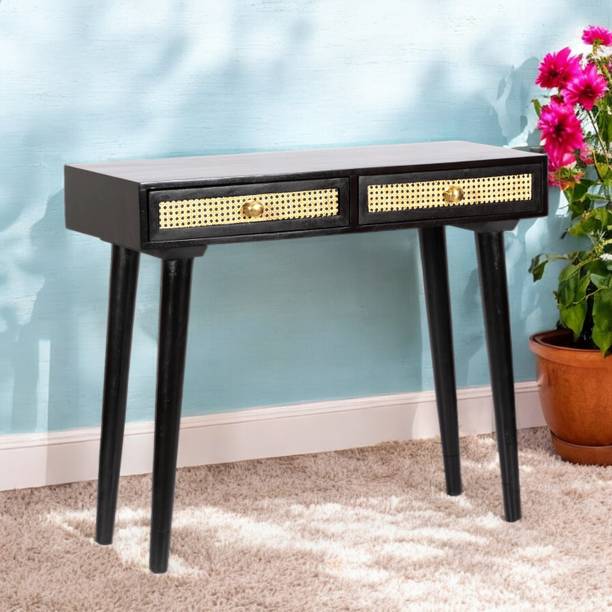 Flipkart Perfect Homes Rockport Sheesham Wood Mid Century Console Table with Rattan Work Solid Wood Console Table