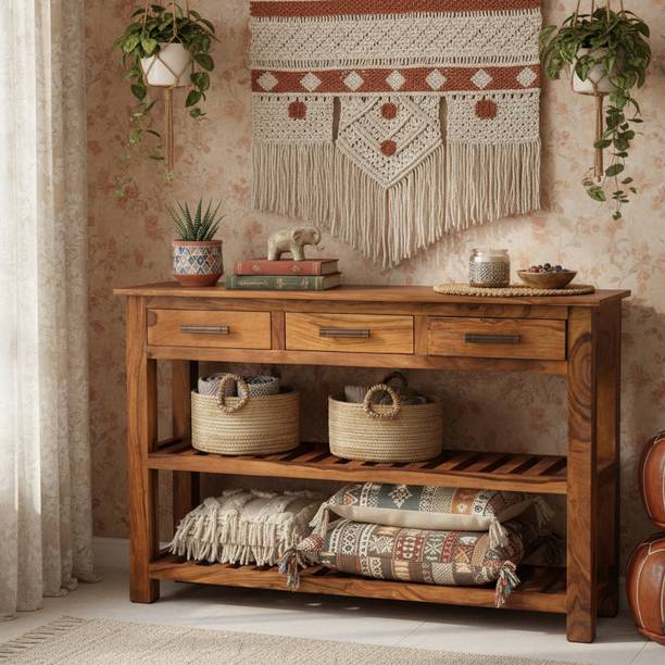 Angel Furniture Stripped Solid Wood Console Table