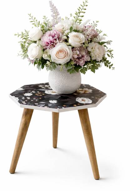 Aaira Crafts Wooden side table Elegant Floral Printed Wooden Side Table Bedroom & Home Décor Solid Wood Corner Table