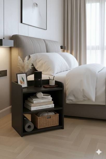 NVHANDICRAFTS 3-Tier Bedside Table & Open Storage Organizer Engineered Wood Bedside Table