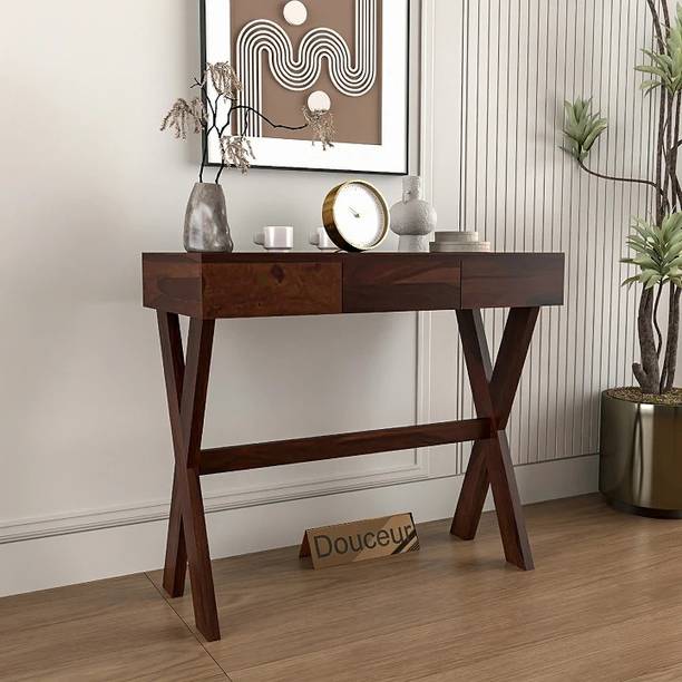 Douceur Furnitures Solid Sheesham Wood Modern Console Table With Storage Drawer For Living Room. Solid Wood Console Table