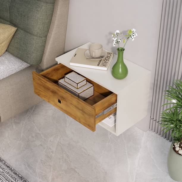 Hexa Red Bed Side Table with 1-Drawer, Nightstand, Bedrooms, Storage Cabinet Engineered Wood Bedside Table