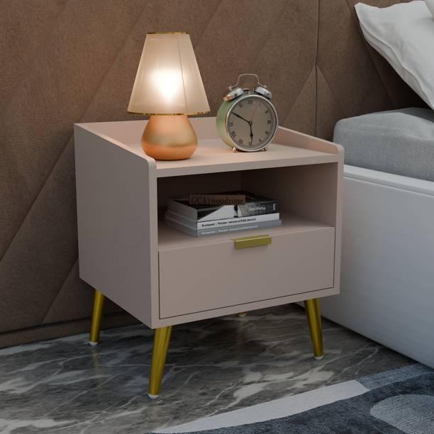 FURNITELL FURNITELL Nightstands End Table with Drawer and Golden legs Bedside Table Solid Wood Bedside Table