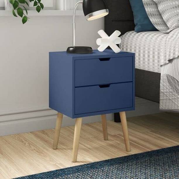 CROWN ART SHOPPEE Mid-Century Modern 2-Drawer Nightstand Engineered Wood Bedside Table