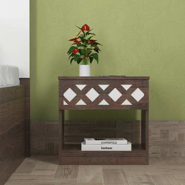 Wood Inspire Costa Designer Wooden Bed Side Nightstand with 1 Open Shelf for Storage Solid Wood Bedside Table
