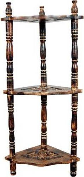 Umar Enterprises Wooden Mini Corner Rack Side Table Home Decor End Table Shelves for Living Room Solid Wood Corner Table