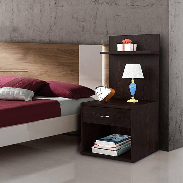 KAWACHI 2 Storage Shelf with Drawer Sofa Side End Table with Open Cabinet Nightstand Engineered Wood Bedside Table