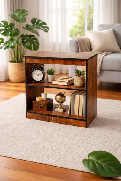 NIVANYA Elegant Marble Brown Finish Russian Stool | MDF Wooden Side Stool Engineered Wood Side Table