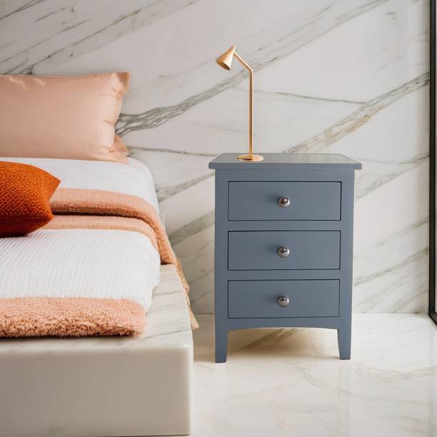 TRUE FURNITURE 3 Drawer Side Table, Night Stand Table Solid Wood Side Table