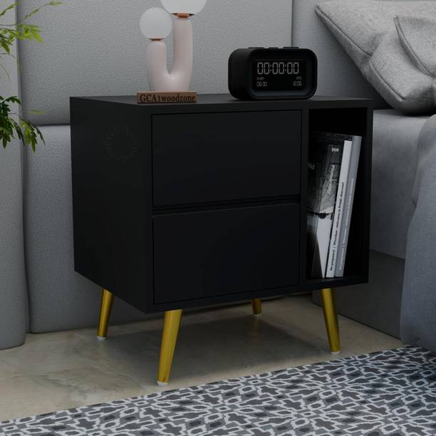 FURNITELL Modern Fluted Series Solid Wood Bedside Table