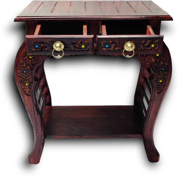 manzees Solid Wood Bedside Table