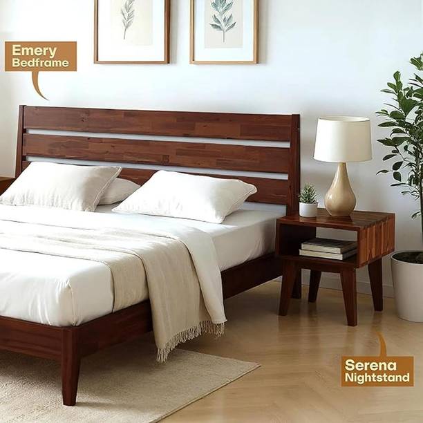 RunamWoods Wooden Nightstand Modern Solid Wood Bedside Table with Storage Drawer Solid Wood Side Table