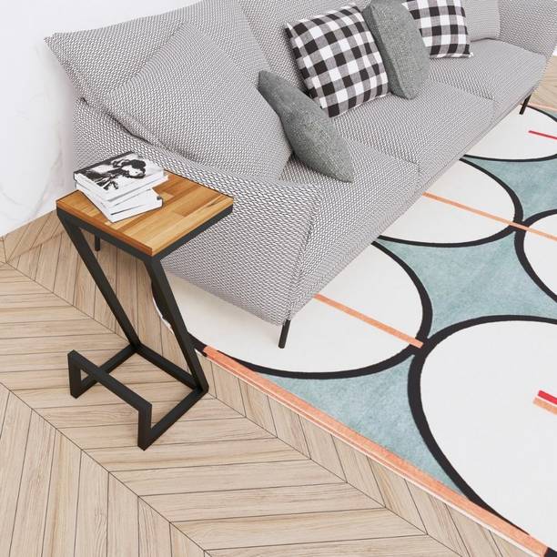 VENTUOS Ventuos Side Table with Double Wooden Shelves for Living Room-Brown Solid Wood Side Table
