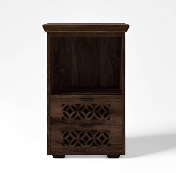 UNITEK FURNITURE Sheesham Wood 2 Drawer & Shelf, End Tables, Night Stand Table, Solid Wood Bedside Table