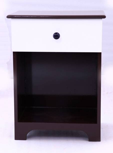Allie Wood Wooden Bedside End Table for Living Room (Brown and White) Engineered Wood Bedside Table