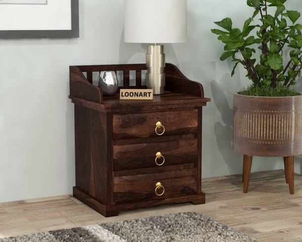 LOONART Solid Wood Bedside Table| Wooden End Table| Sheesham Wood Side Table|Sofa Table| Solid Wood Side Table