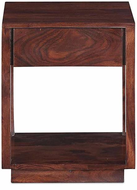 APRODZ Roox Bedside Table (Light Walnut Sheesham) Solid Wood Bedside Table