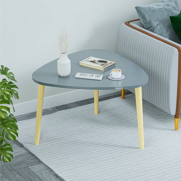 HOMESTIC 21 Inch Oval Shape Bed Side Tables for Bedroom, Balcony and Sofa | Grey Solid Wood Bedside Table