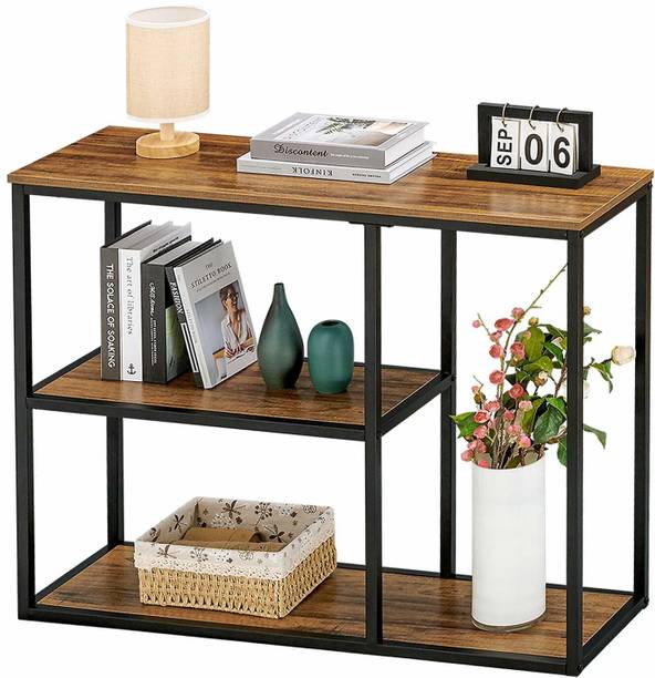 PRITI Console Table, Sofa Table with 3-Tier Storage Shelves Industrial Entryway Table for Living Room, Corridor, Hallway, Rustic Walnut Engineered Wood Side Table