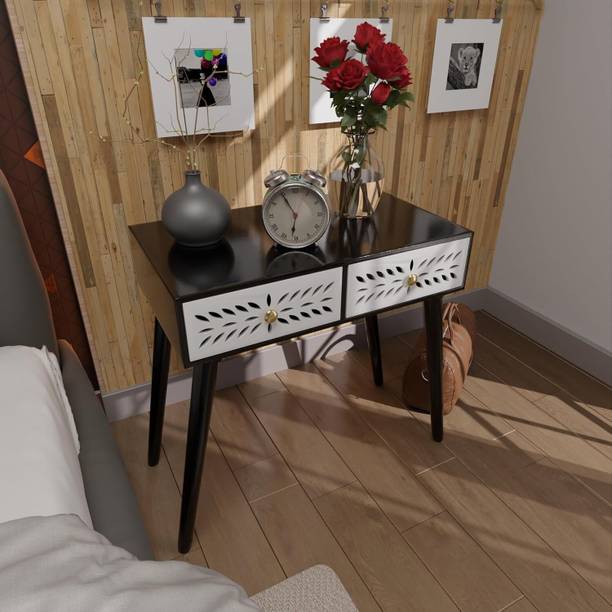 Ereteken ART Mid-Century Modern Bedside Table with Solid Wood Legs Engineered Wood Bedside Table